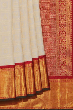 Collection of Kanchipuram Silk Off-White Saree in a gallery layout