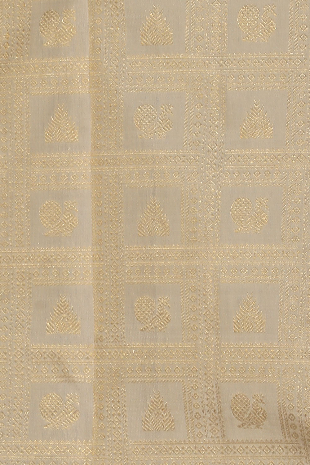 Collection of Kanchipuram Silk Off-White Saree in a gallery layout