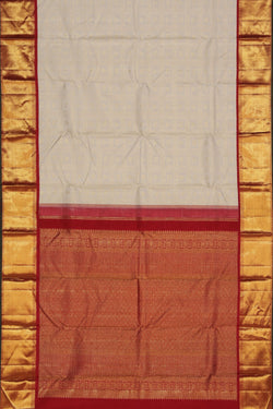 Collection of Kanchipuram Silk Off-White Saree in a gallery layout