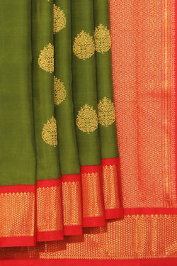 Image of Kanchipuram Silk Heena Green Saree