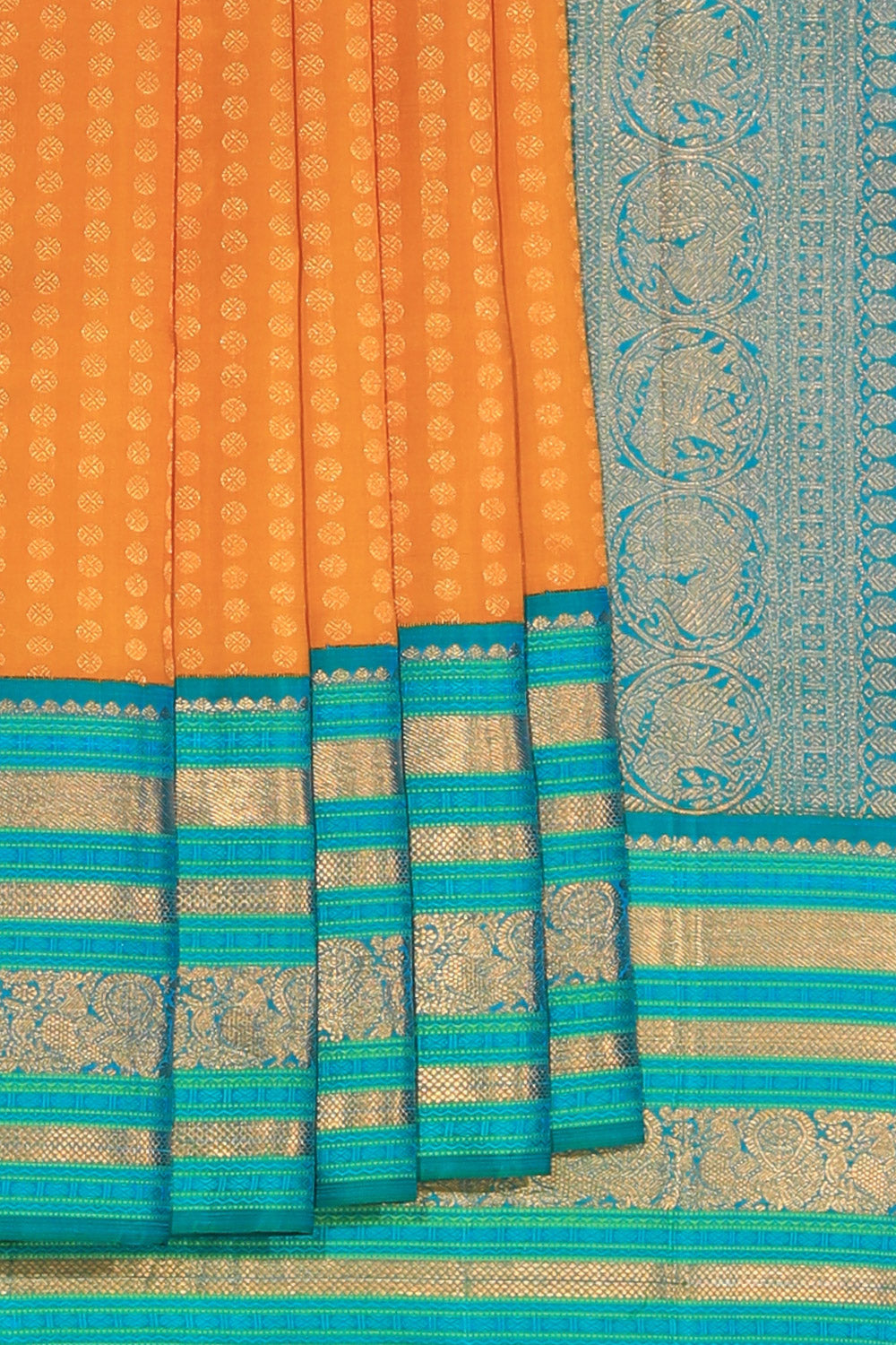 Arani Silk Brocade Mustard Saree