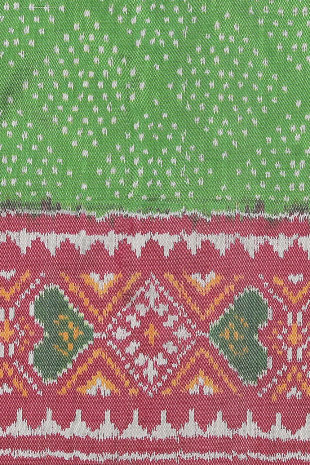 Image of Pochampally Silk Ikat Green Saree