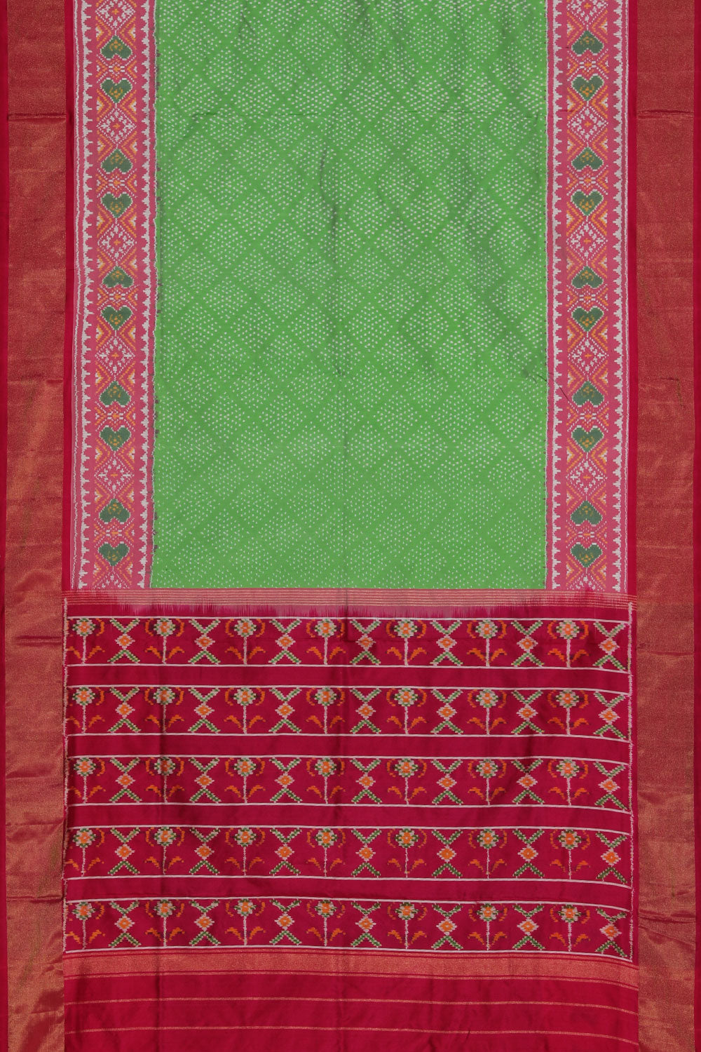 Image of Pochampally Silk Ikat Green Saree