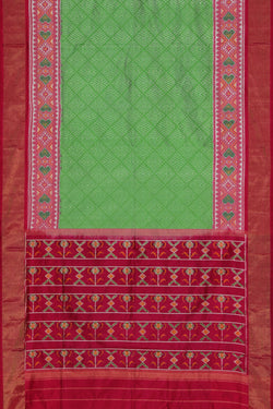 Collection of Pochampally Silk Ikat Green Saree in a gallery layout