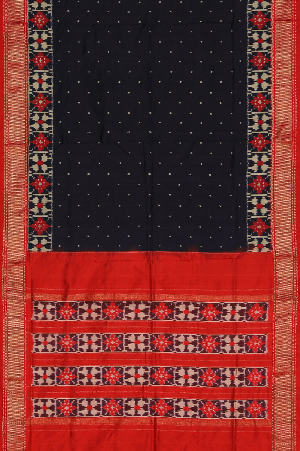 Collection of Pochampally Silk Ikat Navy Blue Saree in a gallery layout