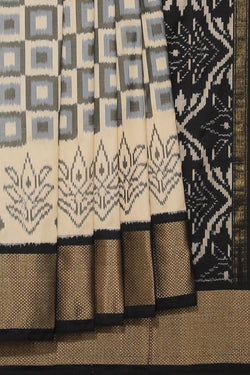 Collection of Pochampally Silk Ikat Grey Saree in a gallery layout