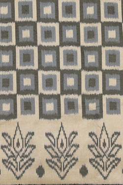 Collection of Pochampally Silk Ikat Grey Saree in a gallery layout