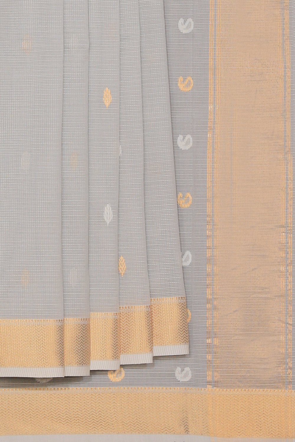 Collection of Maheshwari-Kota Pastel Grey Saree in a gallery layout