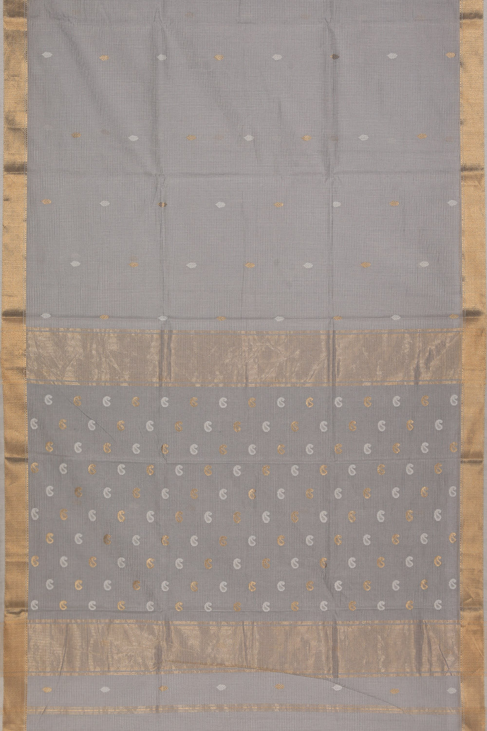 Collection of Maheshwari-Kota Pastel Grey Saree in a gallery layout