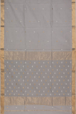 Collection of Maheshwari-Kota Pastel Grey Saree in a gallery layout