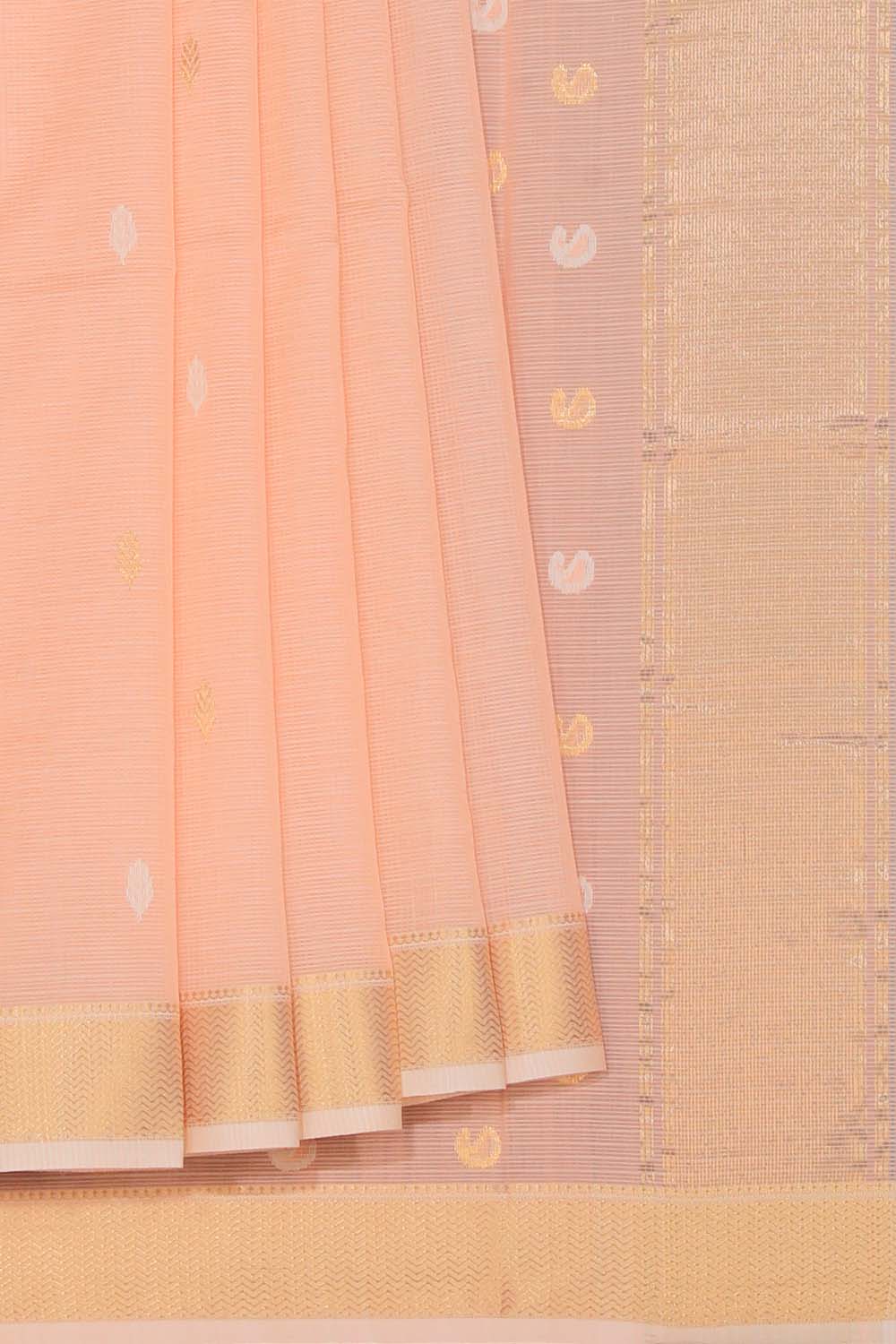 Collection of Maheshwari-Kota Pastel Peach Saree in a gallery layout