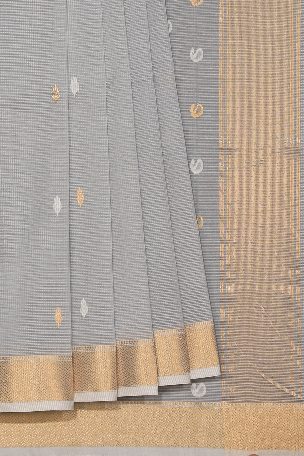 Collection of Maheshwari-Kota Pastel Grey Saree in a gallery layout