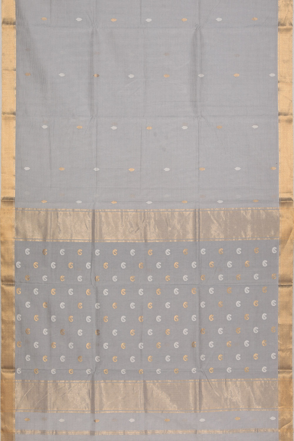 Collection of Maheshwari-Kota Pastel Grey Saree in a gallery layout