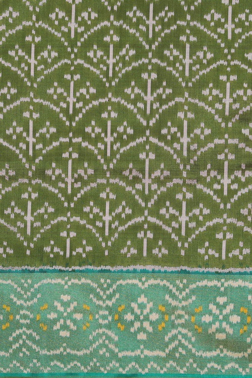 Image of Pochampally Silk Ikat Moss Green Saree