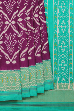 Collection of Pochampally Silk Ikat Purple Saree in a gallery layout