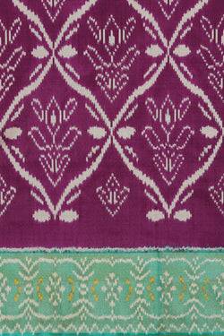 Collection of Pochampally Silk Ikat Purple Saree in a gallery layout