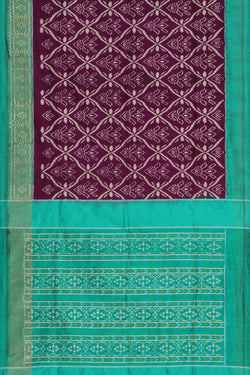 Collection of Pochampally Silk Ikat Purple Saree in a gallery layout