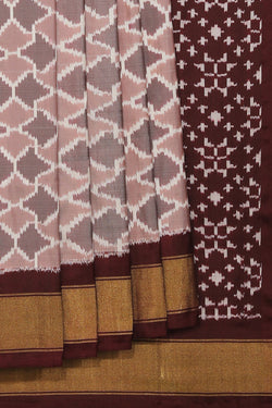 Collection of Pochampally Silk Ikat Grey Saree in a gallery layout