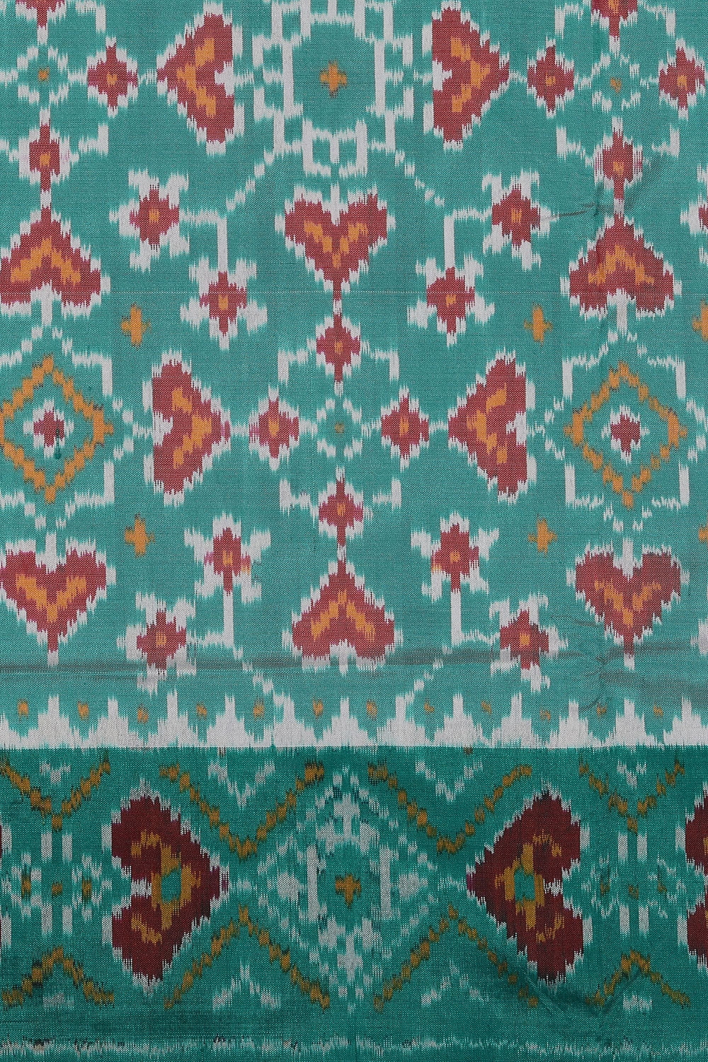 Collection of Pochampally Silk Ikat Sea-Green Saree in a gallery layout