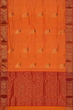 Collection of Chanderi Silk Orange Saree in a gallery layout