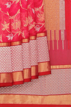 Collection of Chanderi Silk Fuchsia-Pink Saree in a gallery layout