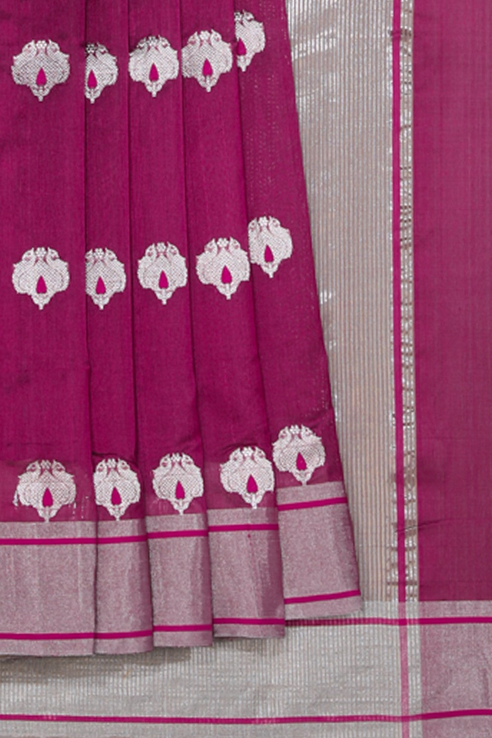 Collection of Chanderi Silk Violet Saree in a gallery layout