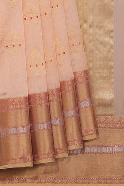 Collection of Chanderi Coral-Peach Saree in a gallery layout