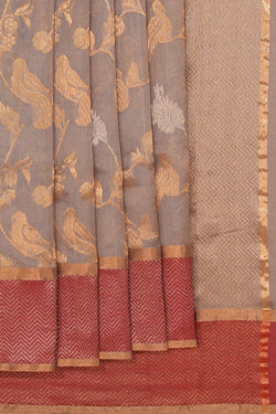 Image of Chanderi Silk Grey Saree