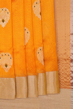 Image of Chanderi Silk Orange Saree