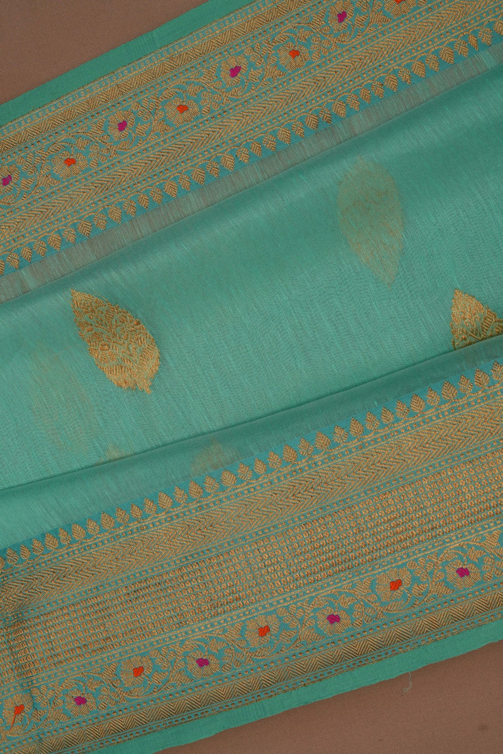 Image of Banarasi Linen Silk Turquoise Green Saree