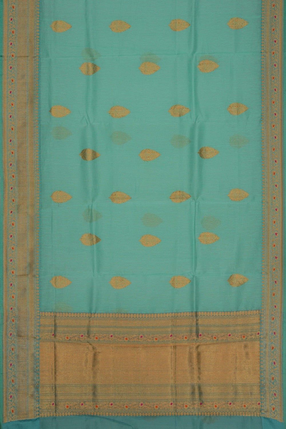 Image of Banarasi Linen Silk Turquoise Green Saree