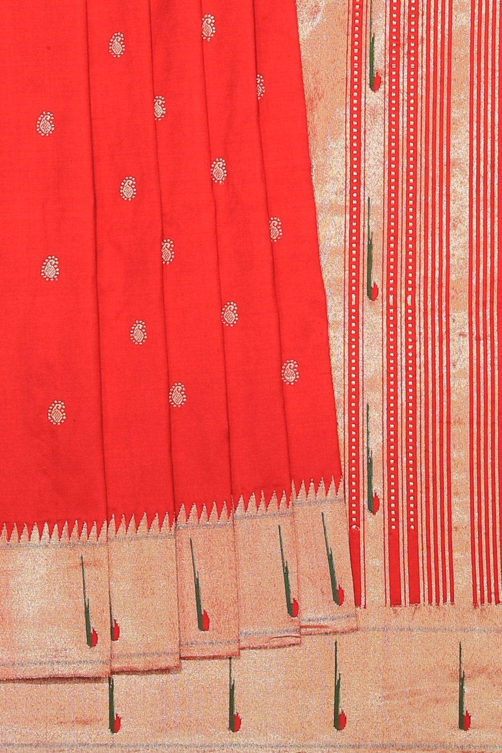 Collection of Paithani Silk Red Saree in a gallery layout