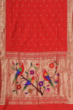 Collection of Paithani Silk Red Saree in a gallery layout