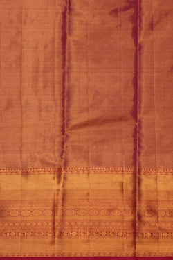 Image of Gold Pink Brocade Kanchivaram Silk Saree
