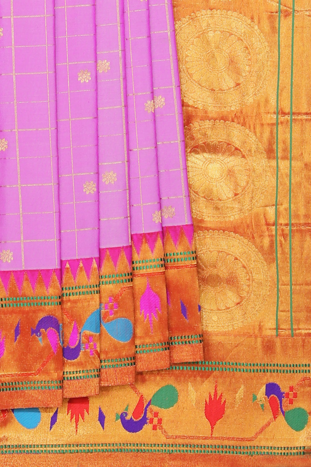 Collection of Paithani Silk Purple Saree in a gallery layout