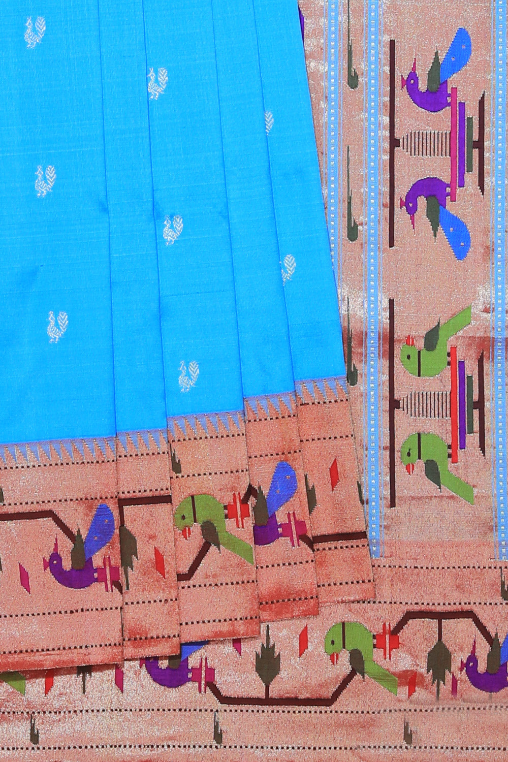 Collection of Paithani Silk Blue Saree in a gallery layout