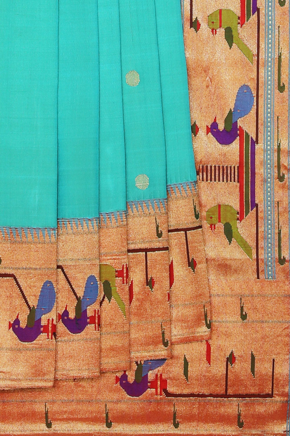 Collection of Paithani Silk Sea Green Saree in a gallery layout