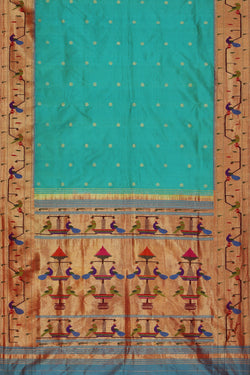 Collection of Paithani Silk Sea Green Saree in a gallery layout