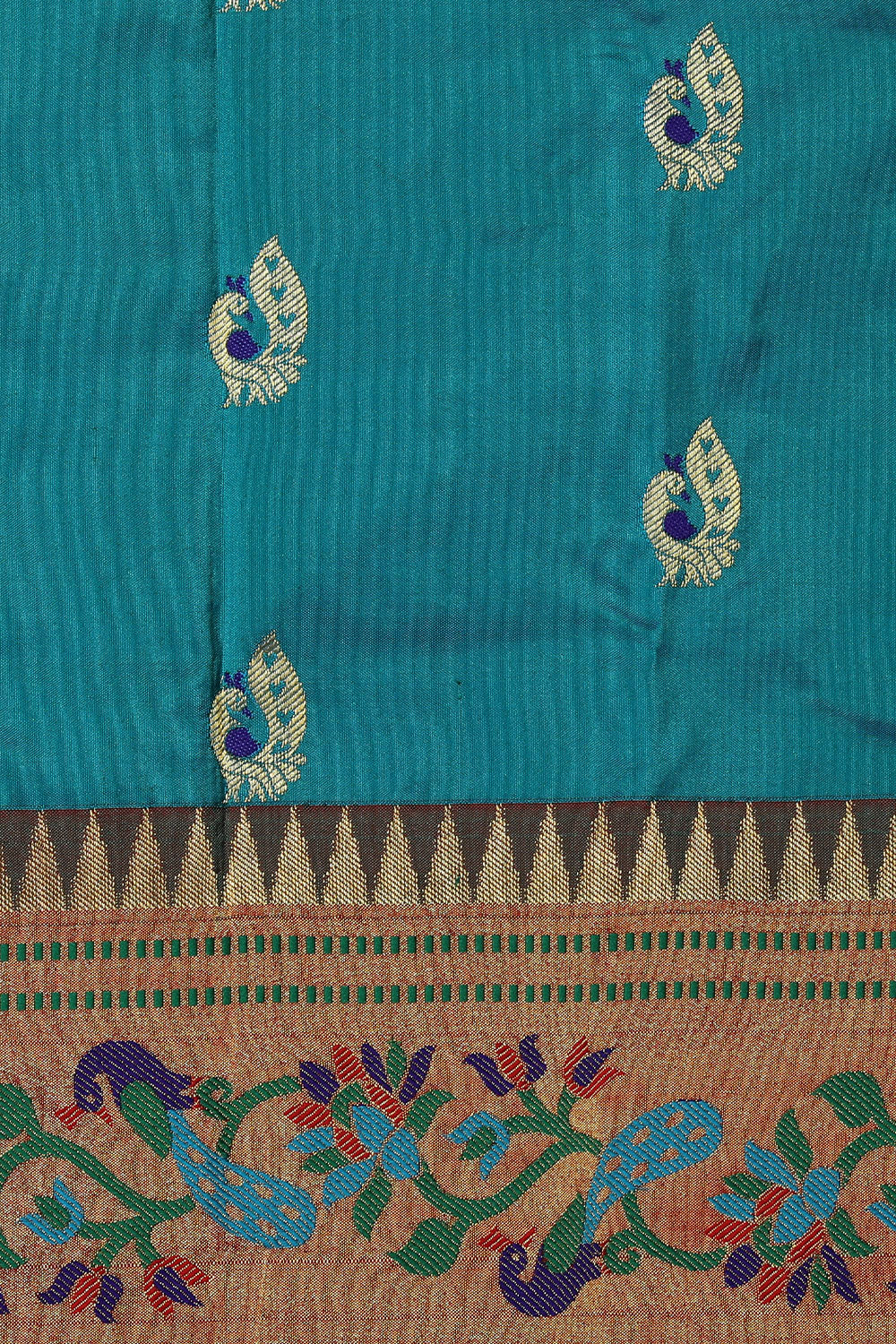 Collection of Paithani Silk Blue Saree in a gallery layout