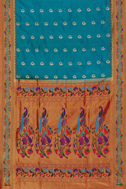 Collection of Paithani Silk Blue Saree in a gallery layout