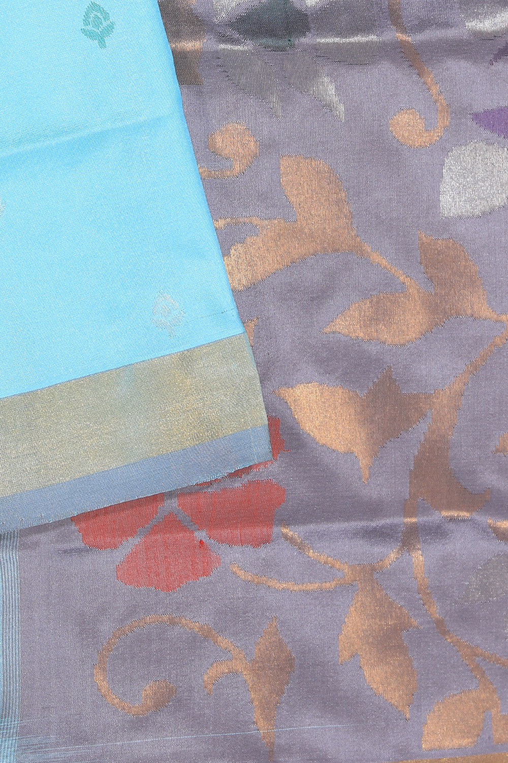 Collection of Uppada Silk Powder Blue Saree in a gallery layout