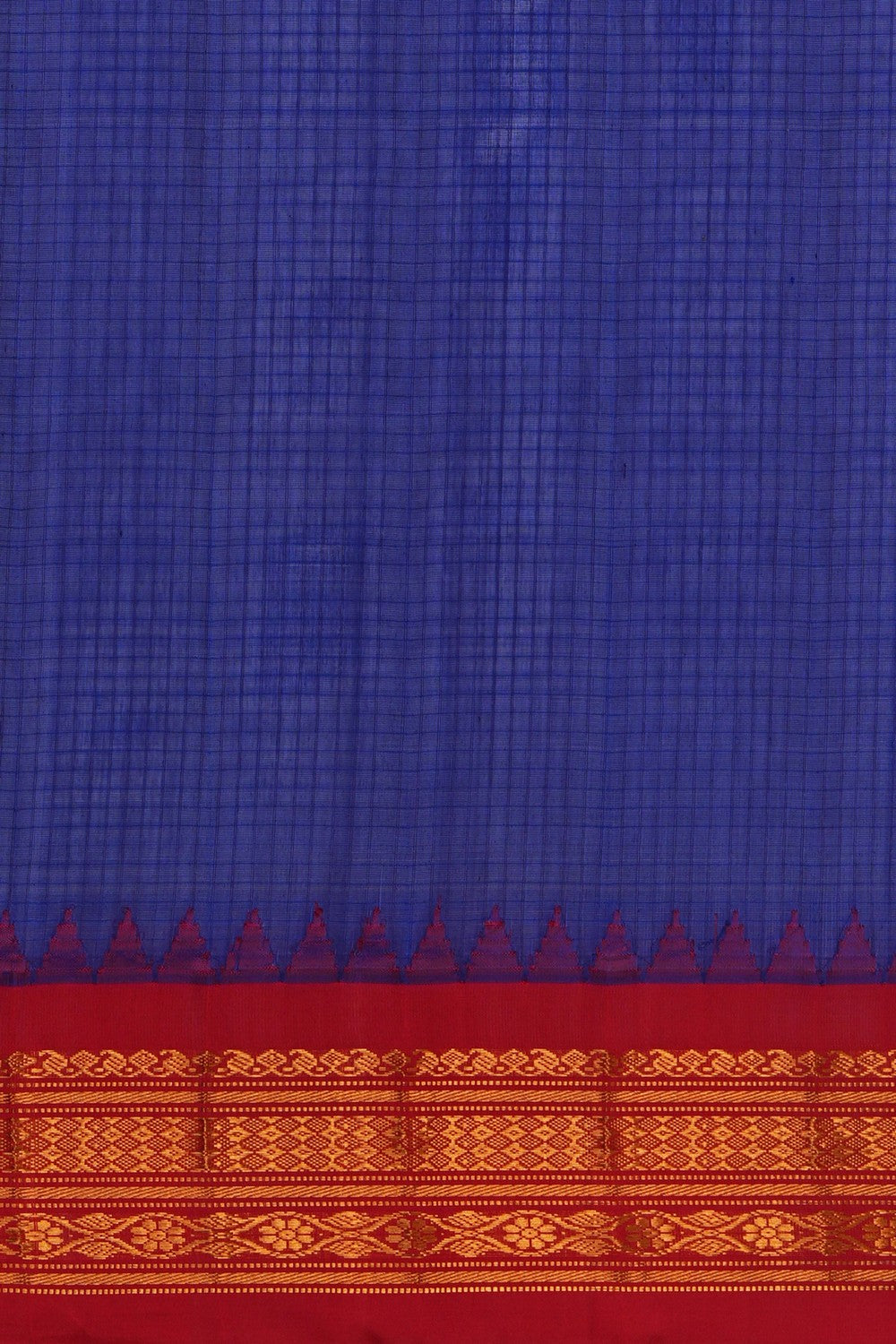 Image of Gadwal Silk Cotton Royal Blue Saree