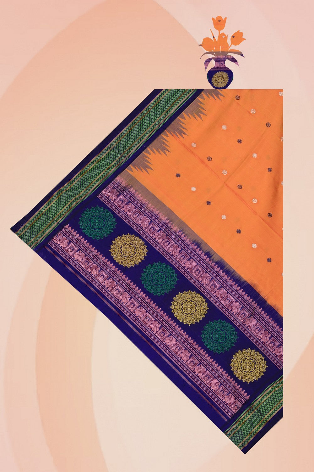 Gadwal Silk Orange Dupatta