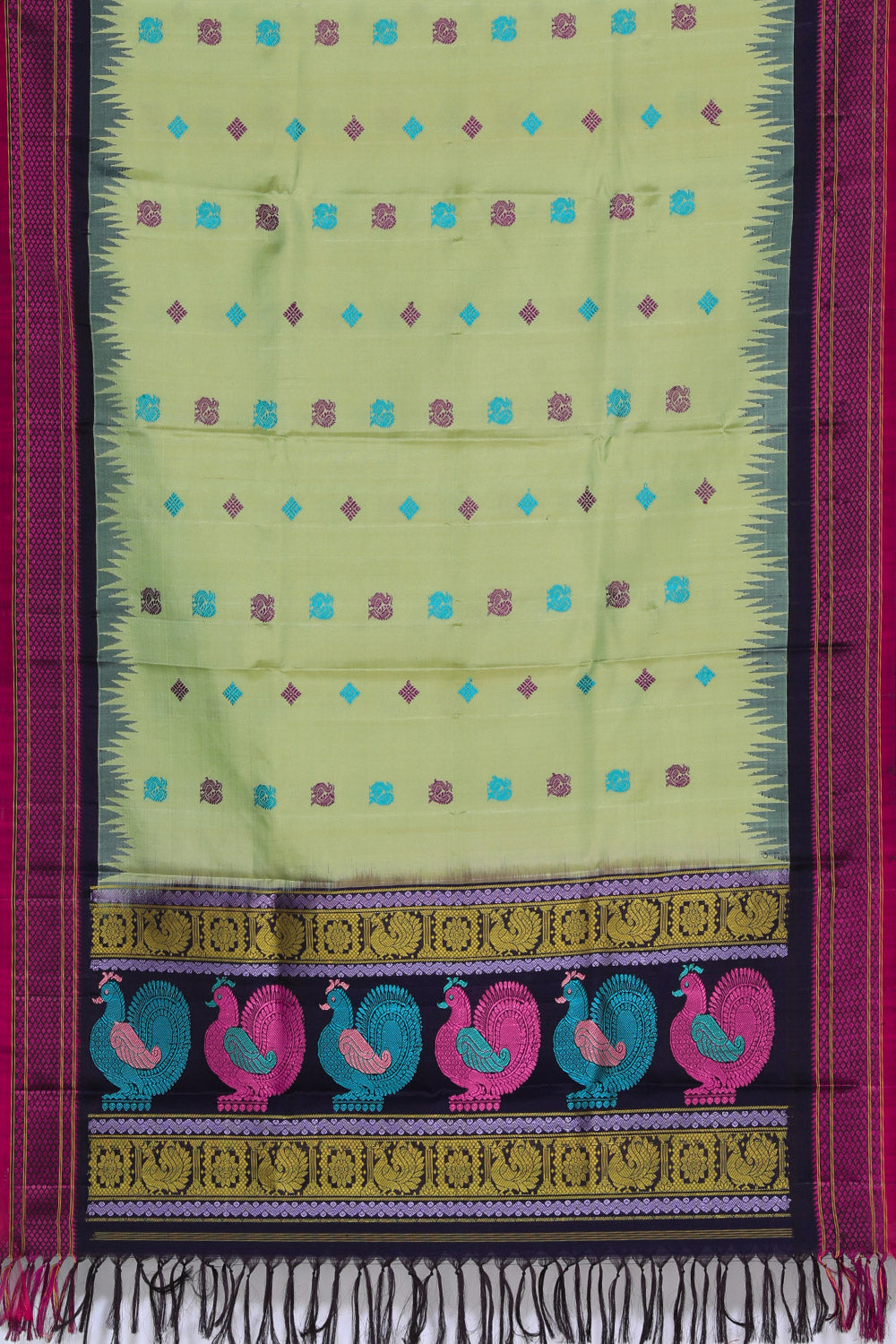 Gadwal Silk Mint Green Dupatta