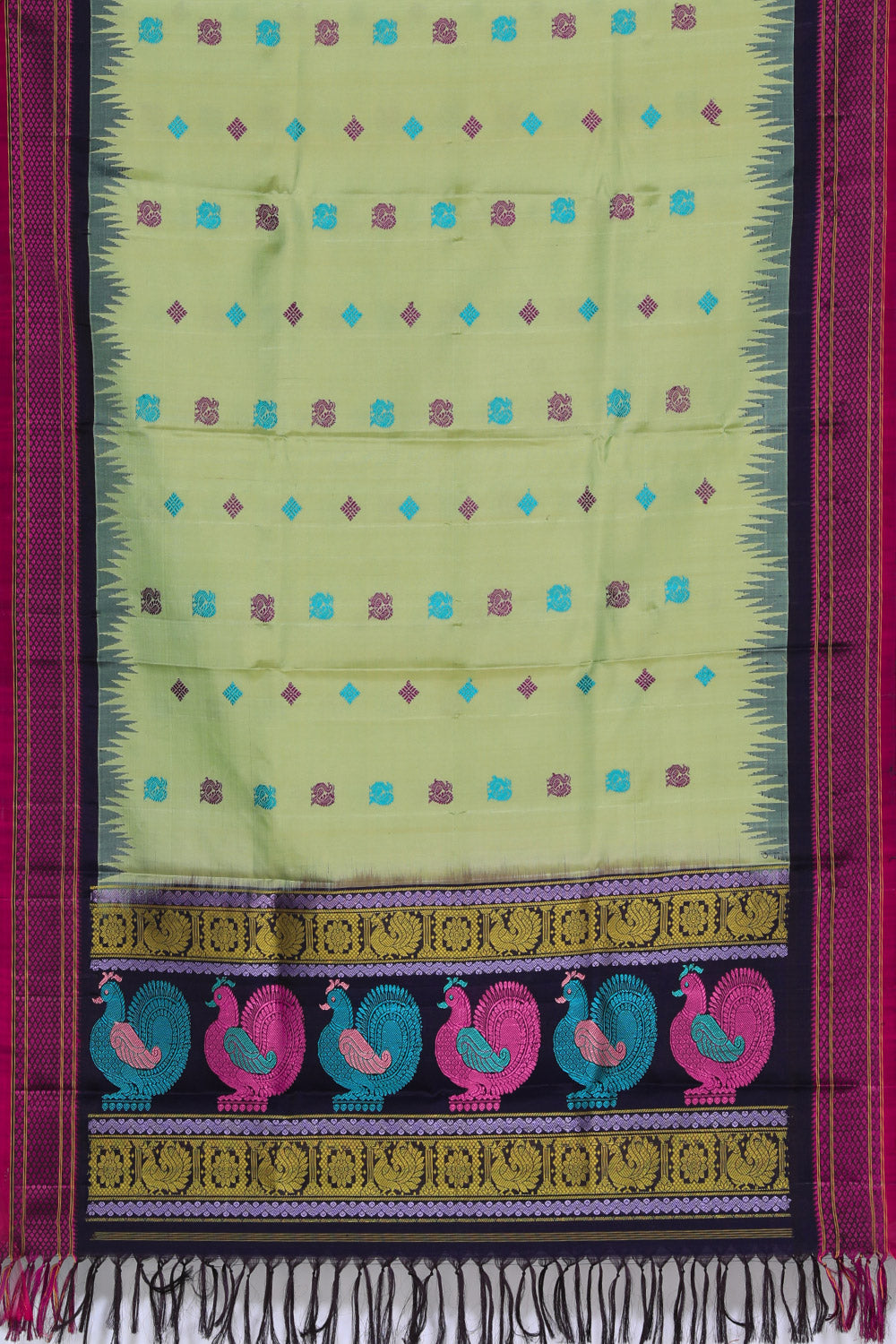 Image of Gadwal Silk Mint Green Dupatta