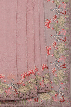 Collection of Kora Tissue Silk Lavender-Pink Saree in a gallery layout