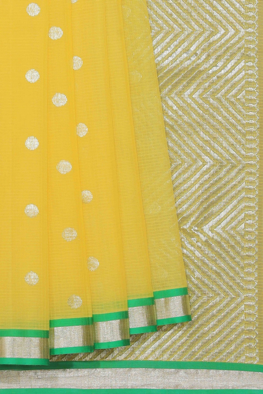 Collection of Pure Zari Kota Yellow Saree in a gallery layout