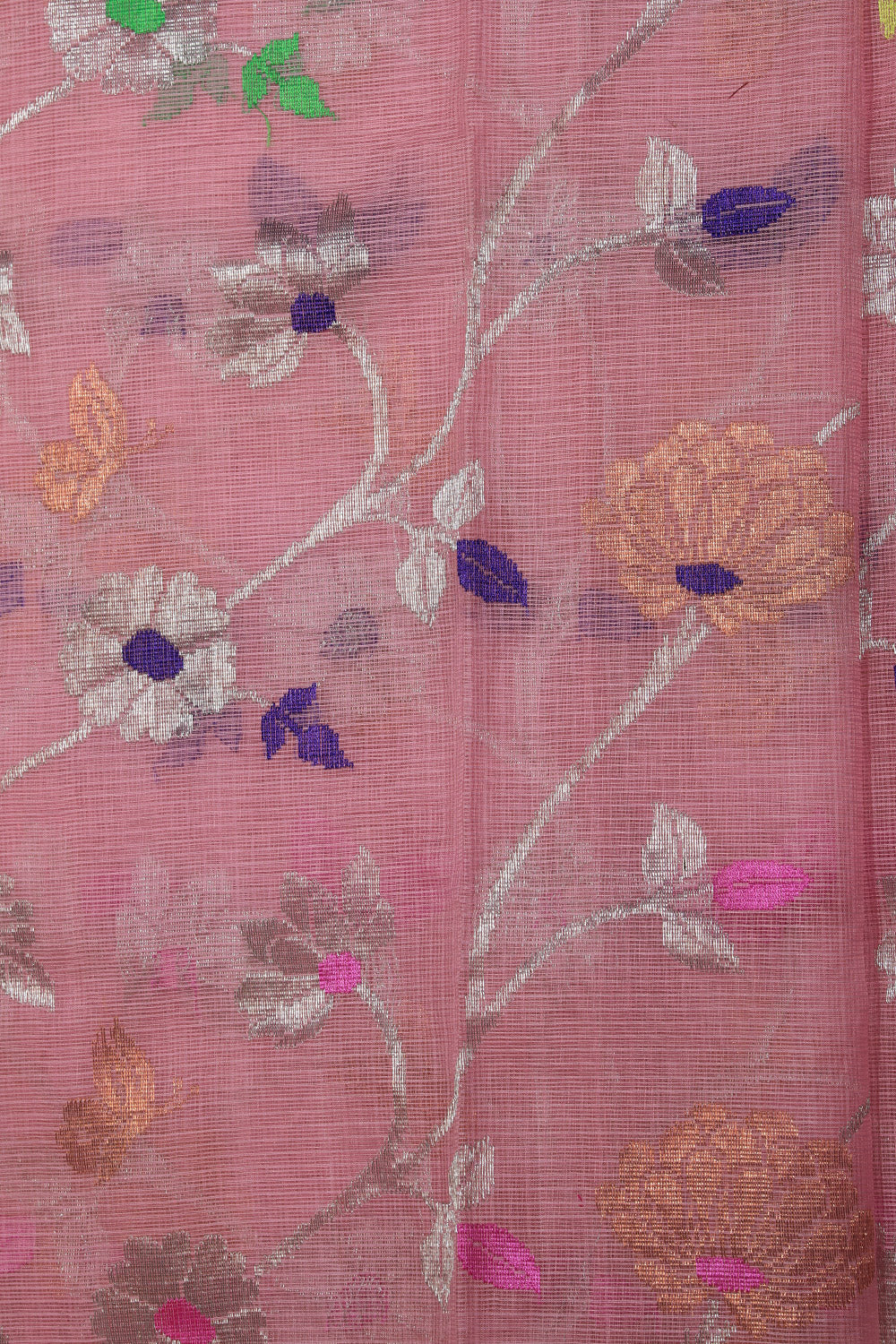 Image of Pure Zari Kota Pink Saree