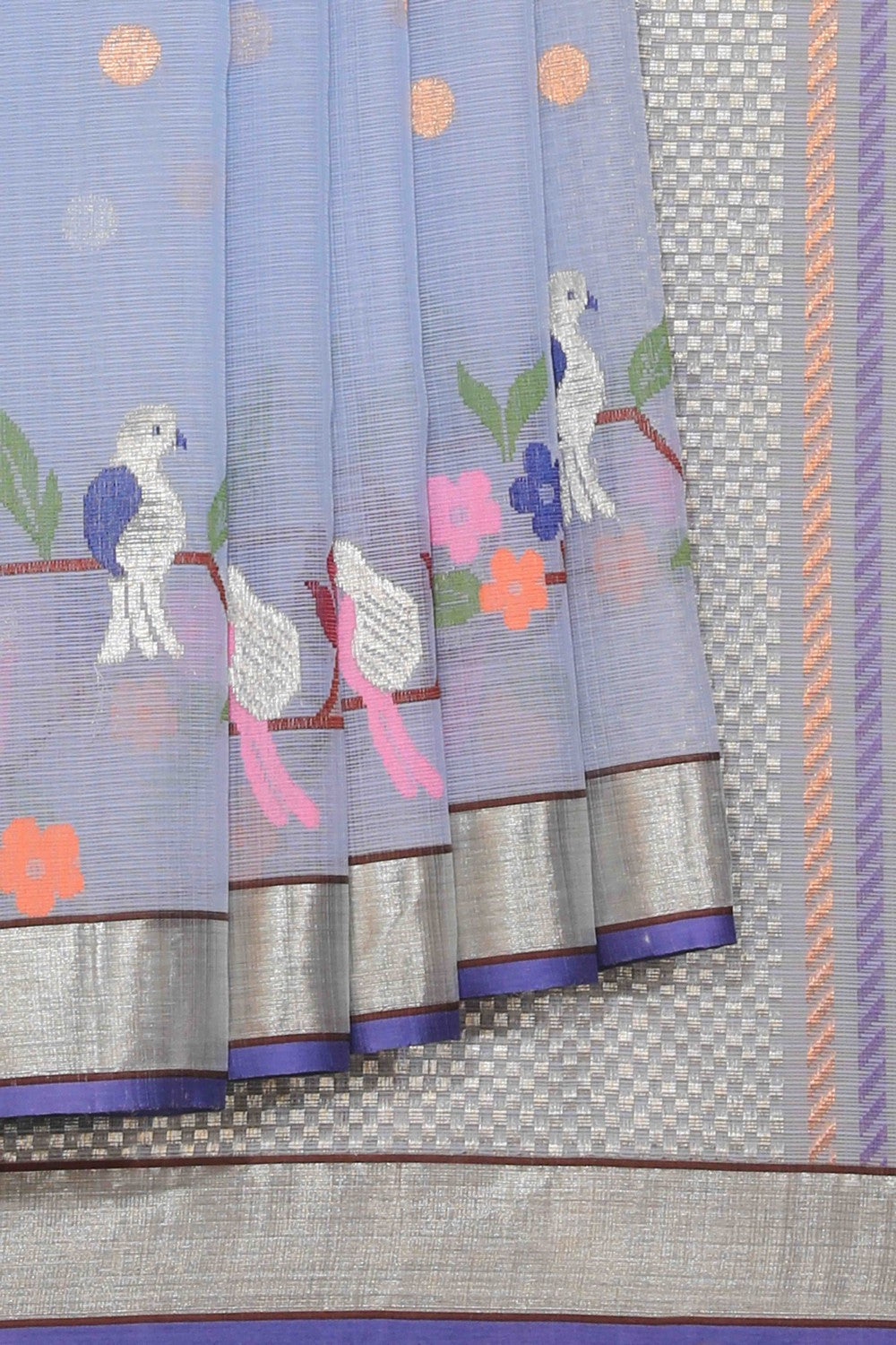 Image of Pure Zari Kota Grey Saree