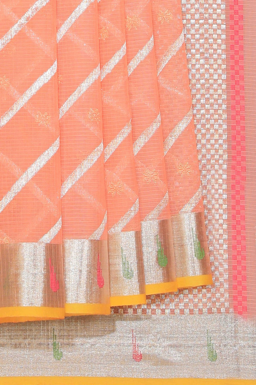 Image of Pure Zari Kota Peach Saree